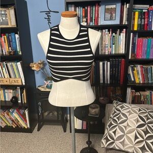 Chic Striped Black and White Crop Top